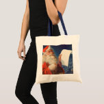 Vintage Christmas, Santa Claus いけな Nice List トートバッグ<br><div class="desc">ヴィンテージイラストレーションメリークリスマスの休日の画像すてきは、サンタクロースが赤い帽子を被り、クリスマスイブに彼のいけなまたは素敵なリストをチェックする。</div>