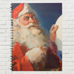 Vintage Christmas, Santa Claus いけな Nice List ノートブック<br><div class="desc">ヴィンテージイラストレーションメリークリスマスの休日の画像すてきは、サンタクロースが赤い帽子を被り、クリスマスイブに彼のいけなまたは素敵なリストをチェックする。</div>