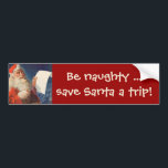 Vintage Christmas, Santa Claus いけな Nice List バンパーステッカー<br><div class="desc">ヴィンテージイラストレーションメリークリスマスの休日の画像すてきは、サンタクロースが赤い帽子を被り、クリスマスイブに彼のいけなまたは素敵なリストをチェックする。</div>