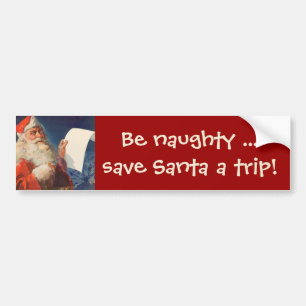 Vintage Christmas, Santa Claus いけな Nice List バンパーステッカー