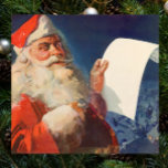 Vintage Christmas, Santa Claus いけな Nice List ポスター<br><div class="desc">ヴィンテージイラストレーションメリークリスマスの休日の画像すてきは、サンタクロースが赤い帽子を被り、クリスマスイブに彼のいけなまたは素敵なリストをチェックする。</div>