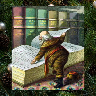 Vintage Christmas, Santa Claus いけな Nice List ポスター