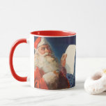 Vintage Christmas, Santa Claus いけな Nice List マグカップ<br><div class="desc">ヴィンテージイラストレーションメリークリスマスの休日の画像すてきは、サンタクロースが赤い帽子を被り、クリスマスイブに彼のいけなまたは素敵なリストをチェックする。</div>
