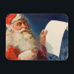 Vintage Christmas, Santa Claus いけな Nice List マグネット<br><div class="desc">ヴィンテージイラストレーションメリークリスマスの休日の画像すてきは、サンタクロースが赤い帽子を被り、クリスマスイブに彼のいけなまたは素敵なリストをチェックする。</div>