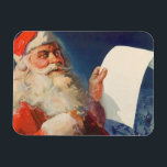 Vintage Christmas, Santa Claus いけな Nice List マグネット<br><div class="desc">ヴィンテージイラストレーションメリークリスマスの休日の画像すてきは、サンタクロースが赤い帽子を被り、クリスマスイブに彼のいけなまたは素敵なリストをチェックする。</div>