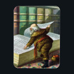 Vintage Christmas, Santa Claus いけな Nice List マグネット<br><div class="desc">ヴィンテージイラストレーションメリークリスマスの休日デザインは、本サンタクロースと彼の作品のページをフィーチャー。1889年マクラーリン・ブラザーズ発行。この物語は、世界中の良い小さな男の子や女の子のための玩具を作るサンタの仕事を物語っている。このビクトリアン時代の写真は彼のすてき図書館を通し読て、子供の名前と素敵なリストを持つ大きな本の古いサンいけなニコラスの姿を示している。</div>