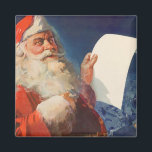 Vintage Christmas, Santa Claus いけな Nice List マグネット<br><div class="desc">ヴィンテージイラストレーションメリークリスマスの休日の画像すてきは、サンタクロースが赤い帽子を被り、クリスマスイブに彼のいけなまたは素敵なリストをチェックする。</div>