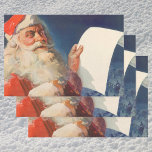 Vintage Christmas, Santa Claus いけな Nice List ラッピングペーパーシート<br><div class="desc">ヴィンテージイラストレーションメリークリスマスの休日の画像すてきは、サンタクロースが赤い帽子を被り、クリスマスイブに彼のいけなまたは素敵なリストをチェックする。</div>