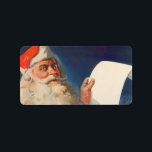 Vintage Christmas, Santa Claus いけな Nice List ラベル<br><div class="desc">ヴィンテージイラストレーションメリークリスマスの休日の画像すてきは、サンタクロースが赤い帽子を被り、クリスマスイブに彼のいけなまたは素敵なリストをチェックする。</div>