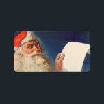 Vintage Christmas, Santa Claus いけな Nice List ラベル<br><div class="desc">ヴィンテージイラストレーションメリークリスマスの休日の画像すてきは、サンタクロースが赤い帽子を被り、クリスマスイブに彼のいけなまたは素敵なリストをチェックする。</div>