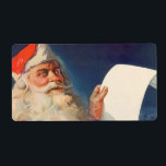 Vintage Christmas, Santa Claus いけな Nice List ラベル<br><div class="desc">ヴィンテージイラストレーションメリークリスマスの休日の画像すてきは、サンタクロースが赤い帽子を被り、クリスマスイブに彼のいけなまたは素敵なリストをチェックする。</div>