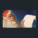 Vintage Christmas, Santa Claus いけな Nice List ラベル<br><div class="desc">ヴィンテージイラストレーションメリークリスマスの休日の画像すてきは、サンタクロースが赤い帽子を被り、クリスマスイブに彼のいけなまたは素敵なリストをチェックする。</div>