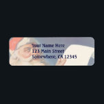 Vintage Christmas, Santa Claus いけな Nice List ラベル<br><div class="desc">ヴィンテージイラストレーションメリークリスマスの休日の画像すてきは、サンタクロースが赤い帽子を被り、クリスマスイブに彼のいけなまたは素敵なリストをチェックする。</div>