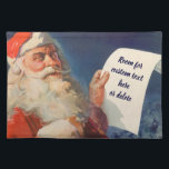 Vintage Christmas, Santa Claus いけな Nice List ランチョンマット<br><div class="desc">ヴィンテージイラストレーションメリークリスマスの休日の画像すてきは、サンタクロースが赤い帽子を被り、クリスマスイブに彼のいけなまたは素敵なリストをチェックする。</div>