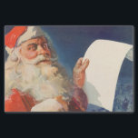 Vintage Christmas, Santa Claus いけな Nice List 薄葉紙<br><div class="desc">ヴィンテージイラストレーションメリークリスマスの休日の画像すてきは、サンタクロースが赤い帽子を被り、クリスマスイブに彼のいけなまたは素敵なリストをチェックする。</div>