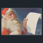 Vintage Christmas, Santa Claus いけな Nice List 薄葉紙<br><div class="desc">ヴィンテージイラストレーションメリークリスマスの休日の画像すてきは、サンタクロースが赤い帽子を被り、クリスマスイブに彼のいけなまたは素敵なリストをチェックする。</div>