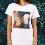Vintage Christmas, Santa Claus いけな Nice List Tシャツ<br><div class="desc">ヴィンテージイラストレーションメリークリスマスの休日の画像すてきは、サンタクロースが赤い帽子を被り、クリスマスイブに彼のいけなまたは素敵なリストをチェックする。</div>