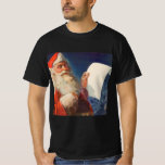 Vintage Christmas, Santa Claus いけな Nice List Tシャツ<br><div class="desc">ヴィンテージイラストレーションメリークリスマスの休日の画像すてきは、サンタクロースが赤い帽子を被り、クリスマスイブに彼のいけなまたは素敵なリストをチェックする。</div>