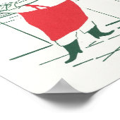 Vintage Christmas, Santa Claus Chef and Turkey ポスター (角)