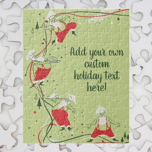 Vintage Christmas, Santa Claus Chef with Dinner ジグソーパズル