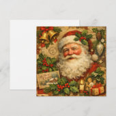 Vintage Christmas Santa Claus Collage Illustration シーズンカード (正面/裏面)
