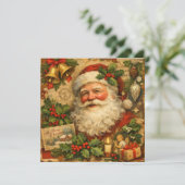 Vintage Christmas Santa Claus Collage Illustration シーズンカード (スタンド正面)