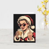 Vintage Christmas Santa Claus Heart Sungles Middle カード (黄色い花)