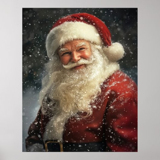 Vintage Christmas Santa Claus Portrait ポスター (正面)