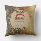 Vintage, Christmas, Santa Claus, Red Gold Green クッション (裏面)