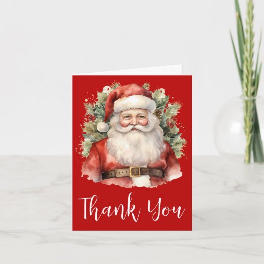 Vintage Christmas Santa Claus Smiling サンキューカード (正面)