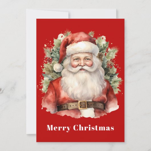 Vintage Christmas Santa Claus Smiling シーズンカード (正面)