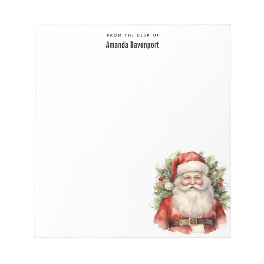 Vintage Christmas Santa Claus Smiling ノートパッド (正面)