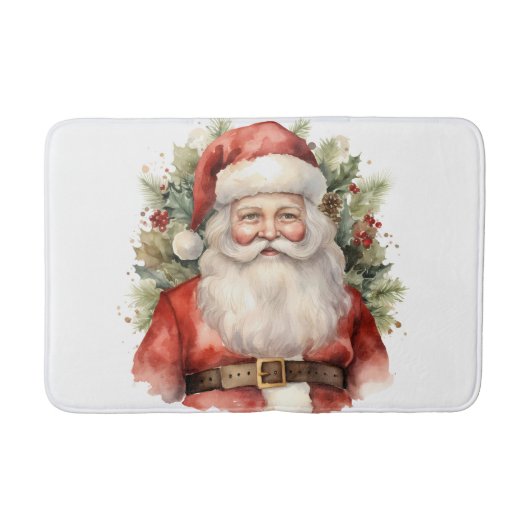 Vintage Christmas Santa Claus Smiling バスマット (正面)