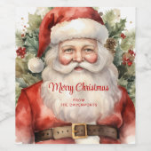 Vintage Christmas Santa Claus Smiling ワインラベル (シングルラベル)