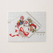 Vintage Christmas, Santa Claus with Candy Canes ジグソーパズル (横)
