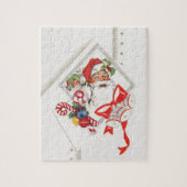 Vintage Christmas, Santa Claus with Candy Canes ジグソーパズル (縦)