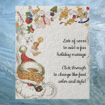 Vintage Christmas, Santa Claus with Toys and Dolls ジグソーパズル<br><div class="desc">Easy to customize Christmas puzzle, enter your customized text! Click through to access all of the design tools to change the font style/size or color! Many fonts to choose from! Vintage illustration Christmas holiday design featuring a happy Christmas scene with a BIG jolly Santa Claus with toys, angels, dolls and...</div>