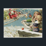 Vintage Christmas Santa in the Airplane and Kids ポストカード<br><div class="desc">ヴィンテージ</div>