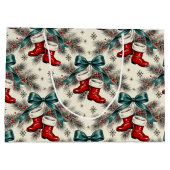 Vintage Christmas Santa’s Boots & Bows ラージペーパーバッグ (裏面)