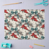 Vintage Christmas Santa’s Boots & Bows 薄葉紙 (クラフト)