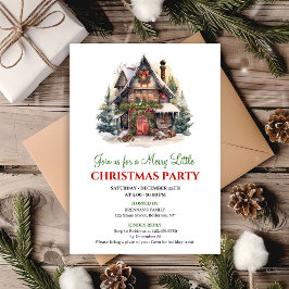 Vintage Christmas scene holiday party invitation 招待状