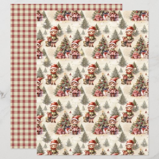 Vintage Christmas Scrapbook Paper (正面/裏面)