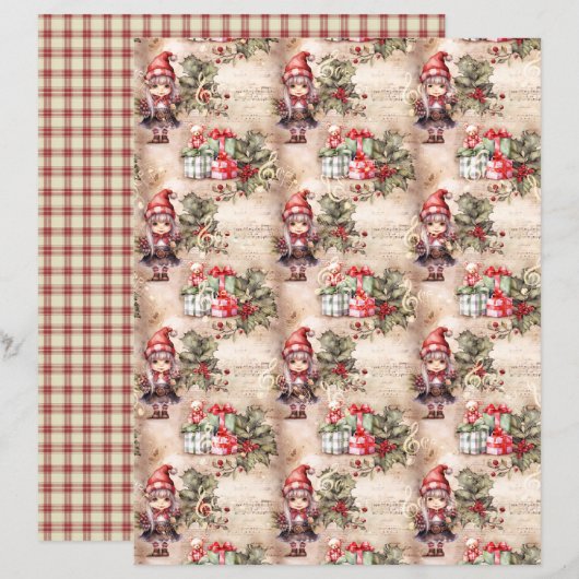 Vintage Christmas Scrapbook Paper (正面/裏面)