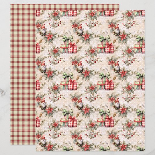 Vintage Christmas Scrapbook Paper (正面/裏面)