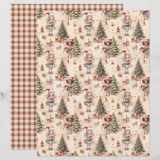 Vintage Christmas Scrapbook Paper (正面/裏面)