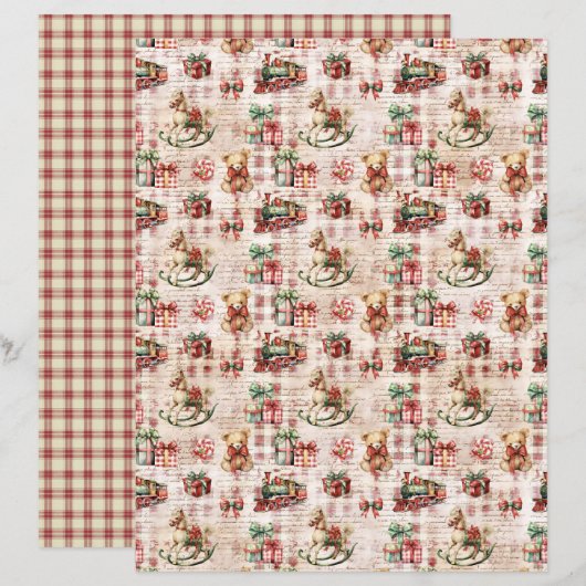 Vintage Christmas Scrapbook Paper (正面/裏面)