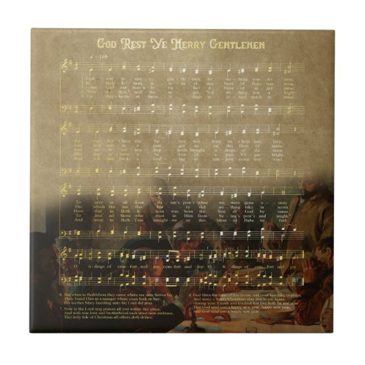 Vintage Christmas Sheet Music Wooden Keepsake Box  タイル (正面)