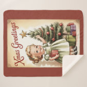 Vintage Christmas Sherpa Blanket シェルパブランケット (正面(横))