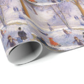 Vintage Christmas, Sledding, Central Park Glackens ラッピングペーパー (ロールコーナー)