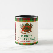 Vintage Christmas Sledge Gifts Plaid 2 Photos マグカップ (中央)